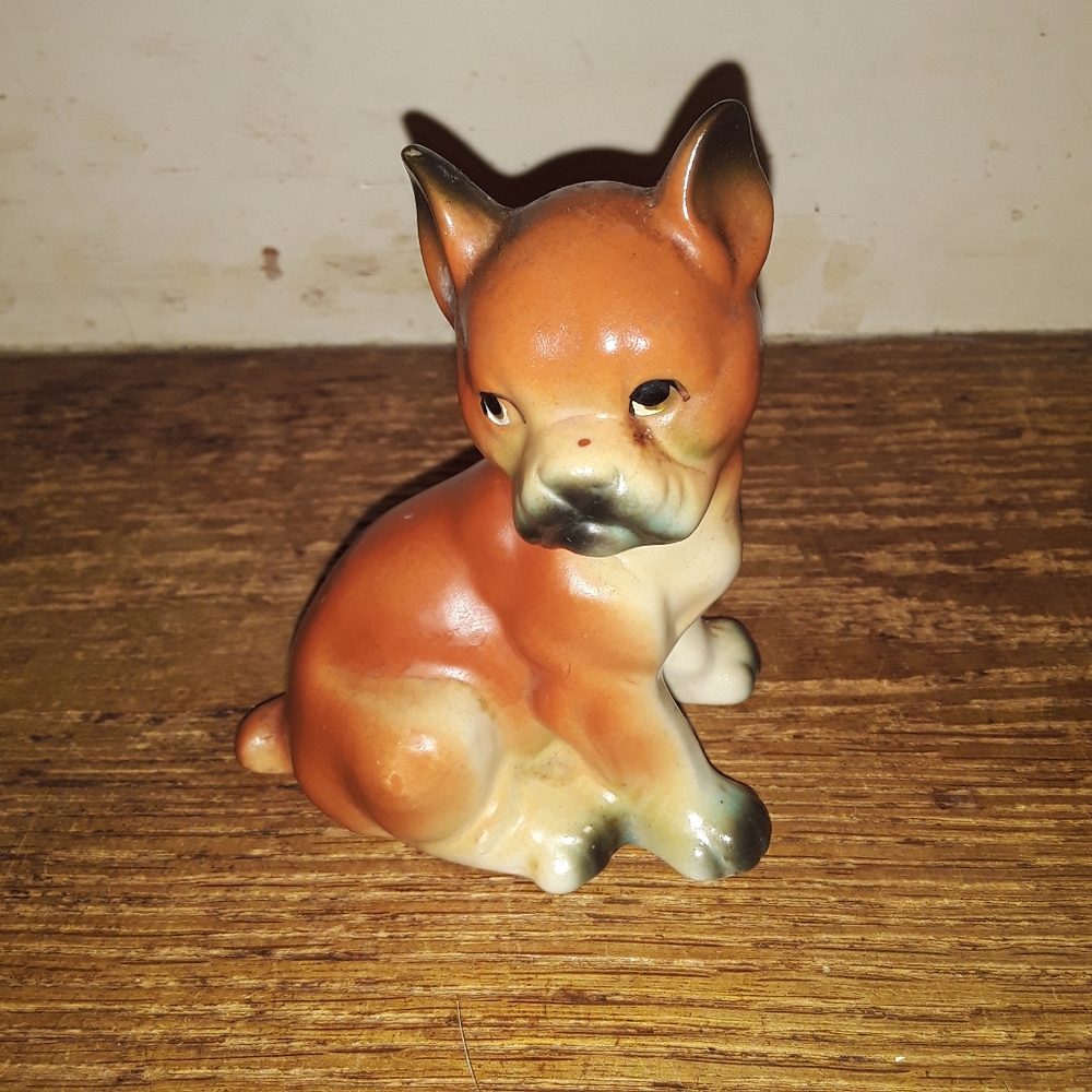 Vintage Boxer Puppy Ceramic look at that face